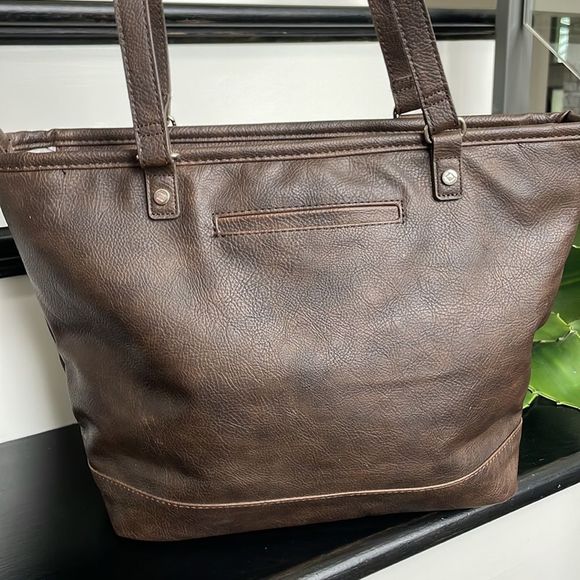Bags New Vegan Leather Tote Bag Handbag Purse Laptop Carryall Brown